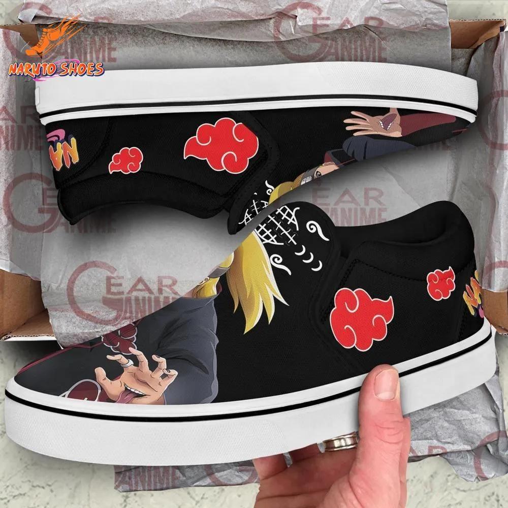 Black Red Dual Portrait Akatsuki Slip-On Deidara Shoes Black Red Dual Portrait Akatsuki Slip-On Deidara Shoes
