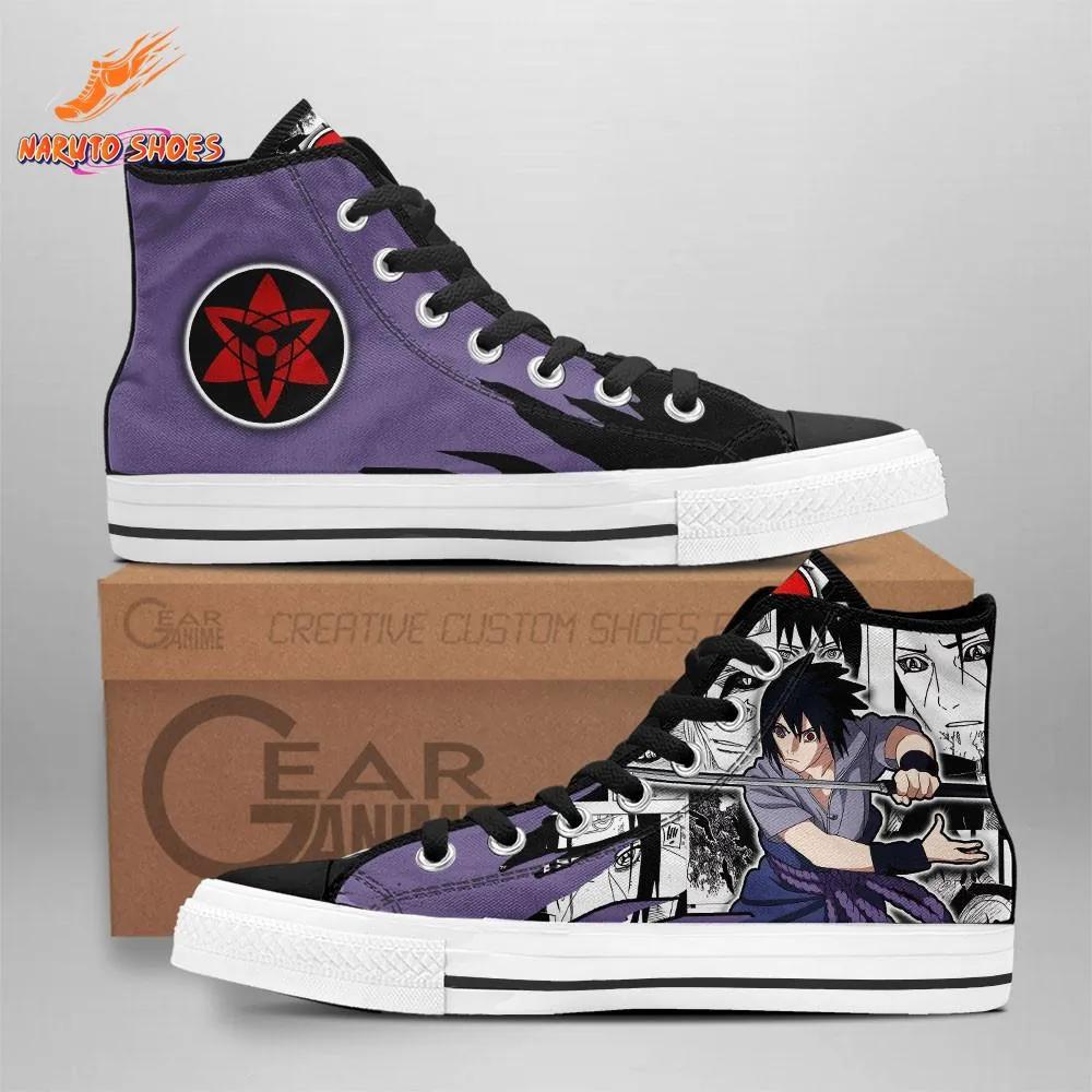Sharingan Manga Converse Sasuke Shoes – Purple High Top Canvas Shoes Sharingan Manga Converse Sasuke Shoes – Purple High Top Canvas Shoes