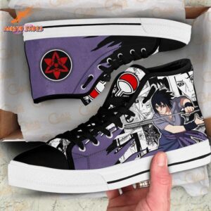 Inferno Uchiha Sasuke High Top Canvas Shoes Anime Drip 1