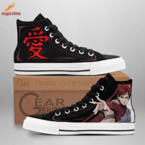 Sand Shield Converse Gaara Shoes – Love Kanji High Top Canvas Shoes for Conventions