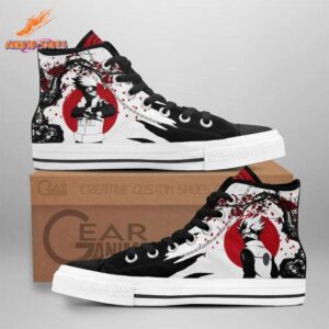 Crimson Sun Ink Art Converse Kakashi Shoes – High Top Canvas Shoes for Anime Conventions