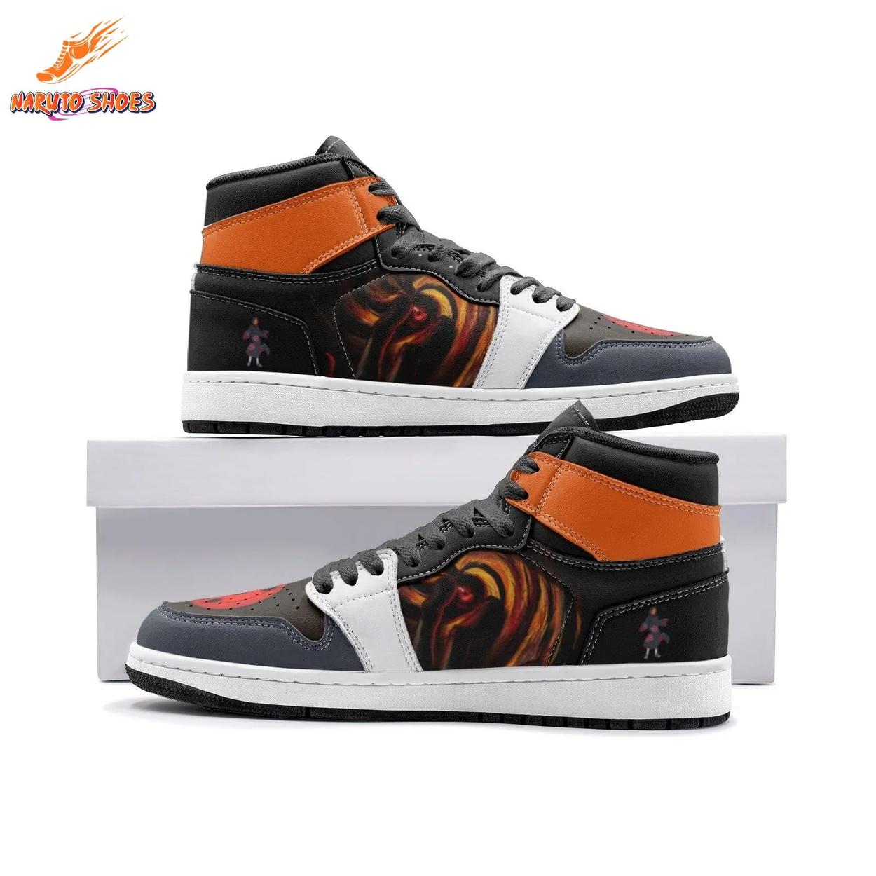 Black Orange Spiral Mask High Top Obito Shoes Black Orange Spiral Mask High Top Obito Shoes