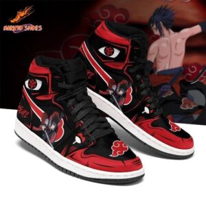 Sasuke Sharingan JD Sneakers with Red Black Uchiha Anime Artwork