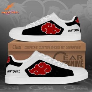 Akatsuki Red Cloud Skate Shoes Black White Anime Style