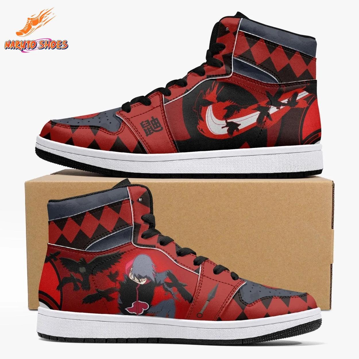 Crow Genjutsu Itachi Jordans – Red Moon High-Tops for Anime Conventions Crow Genjutsu Itachi Jordans – Red Moon High-Tops for Anime Conventions