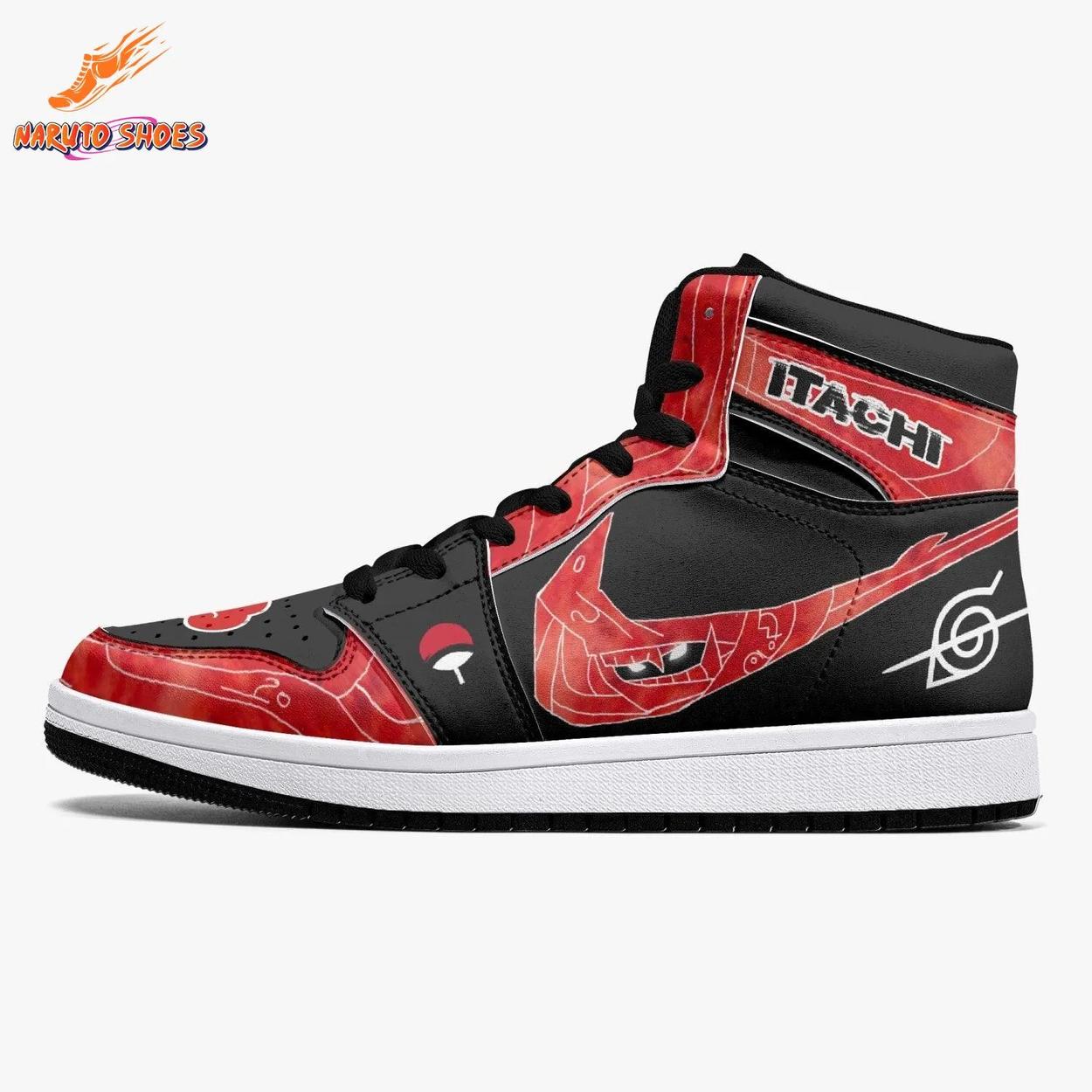 Itachi Akatsuki Jordans with Uchiha Red Black Anime Artwork Itachi Akatsuki Jordans with Uchiha Red Black Anime Artwork