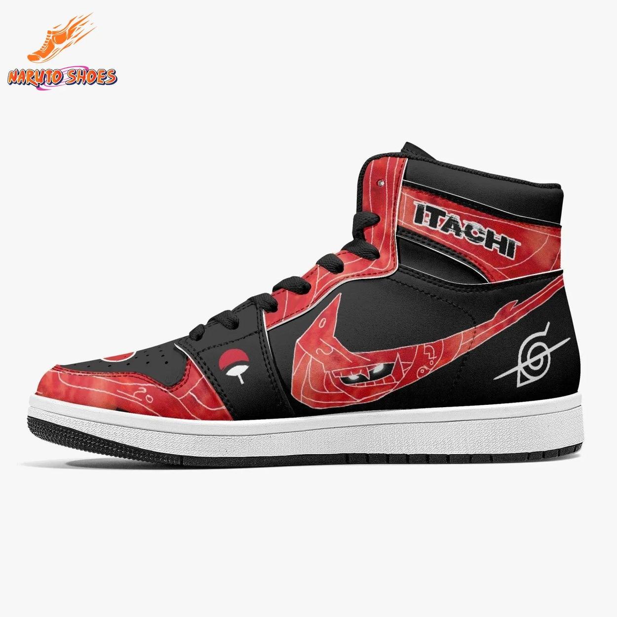 Itachi Akatsuki Jordans with Uchiha Red Black Anime Artwork Itachi Akatsuki Jordans with Uchiha Red Black Anime Artwork
