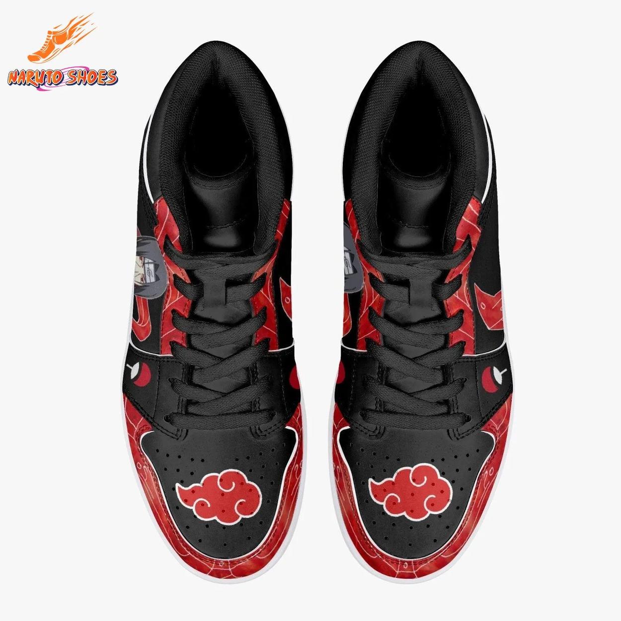 Itachi Akatsuki Jordans with Uchiha Red Black Anime Artwork Itachi Akatsuki Jordans with Uchiha Red Black Anime Artwork