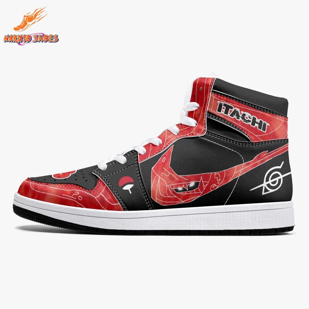 Itachi Akatsuki Jordans with Uchiha Red Black Anime Artwork Itachi Akatsuki Jordans with Uchiha Red Black Anime Artwork