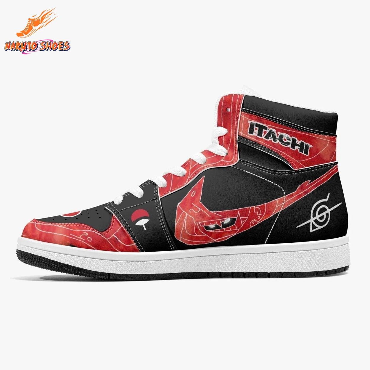Itachi Akatsuki Jordans with Uchiha Red Black Anime Artwork Itachi Akatsuki Jordans with Uchiha Red Black Anime Artwork