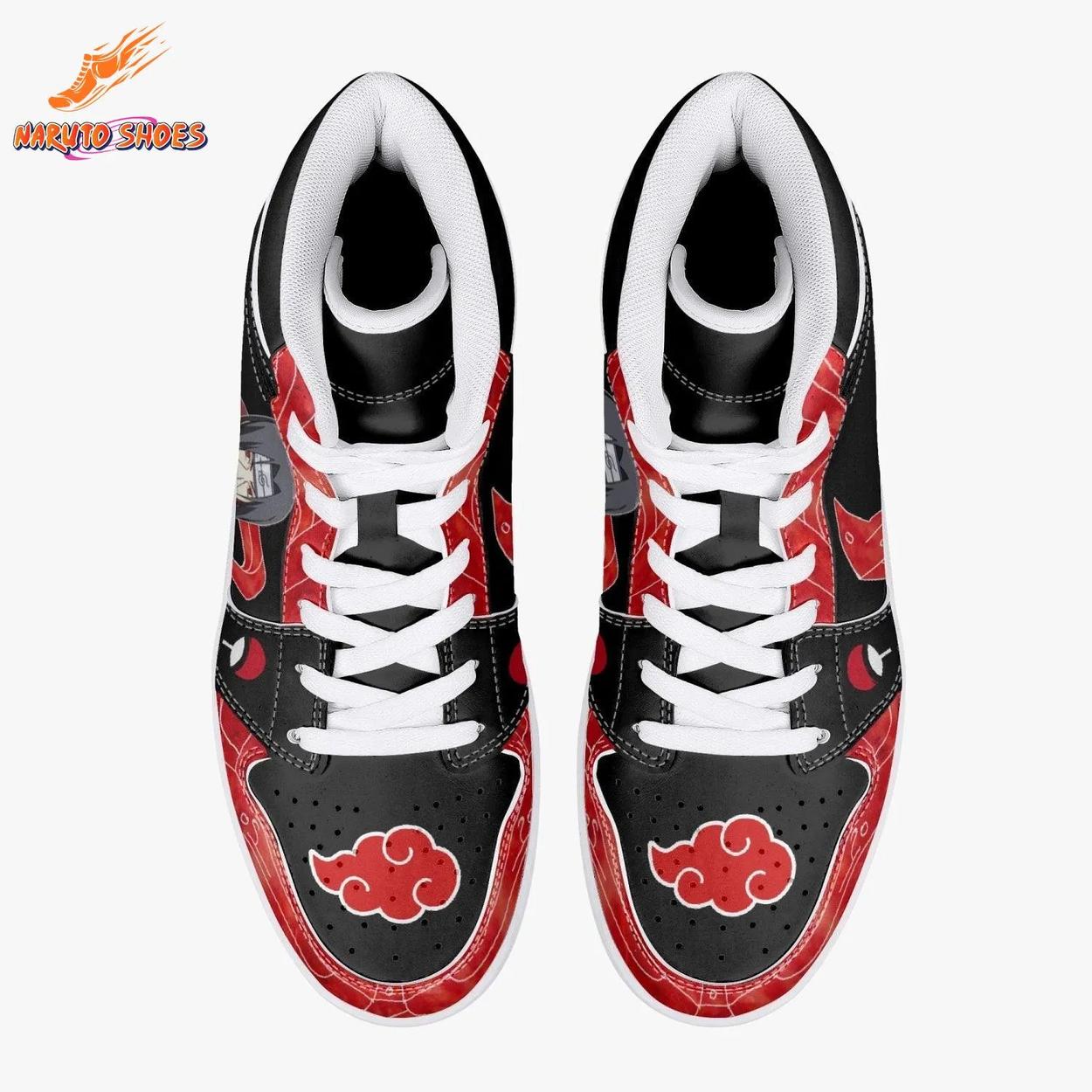 Itachi Akatsuki Jordans with Uchiha Red Black Anime Artwork Itachi Akatsuki Jordans with Uchiha Red Black Anime Artwork