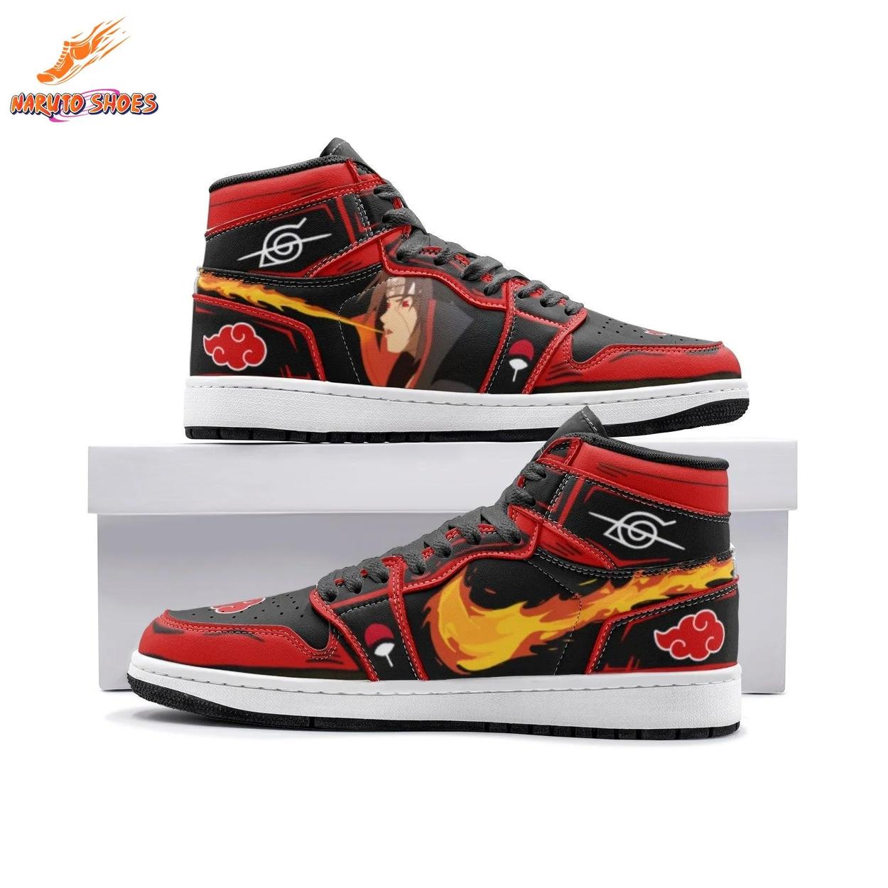 Itachi Red Black Jordans with Akatsuki Cloud and Flame Artwork Itachi Red Black Jordans with Akatsuki Cloud and Flame Artwork