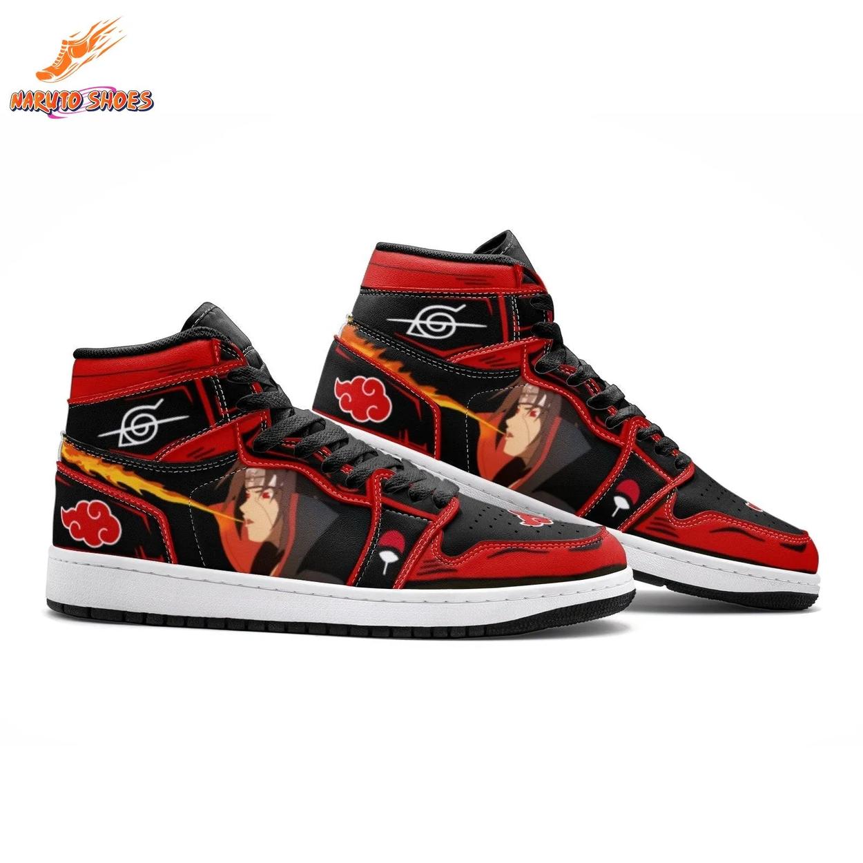 Itachi Red Black Jordans with Akatsuki Cloud and Flame Artwork Itachi Red Black Jordans with Akatsuki Cloud and Flame Artwork
