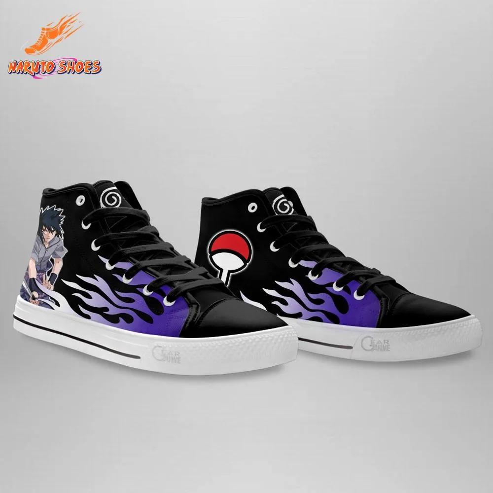 Uchiha Crest Purple Flame Converse Sasuke Shoes – High Top Canvas Shoes for Conventions Uchiha Crest Purple Flame Converse Sasuke Shoes – High Top Canvas Shoes for Conventions