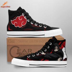 Akatsuki Cloud Itachi High Top Canvas Shoes for Anime Fans