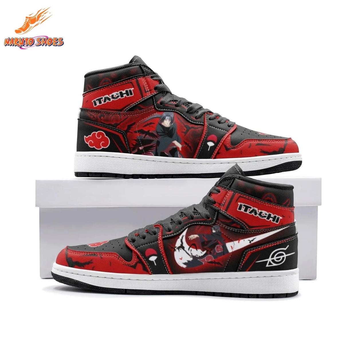 Uchiha Itachi Akatsuki JD Shoes in Red Black Anime Style Uchiha Itachi Akatsuki JD Shoes in Red Black Anime Style