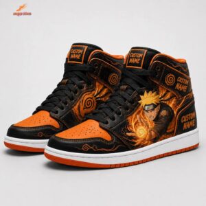Personalized Rasengan Custom Naruto Shoes – Orange AJ1 High-Tops for Anime Fans