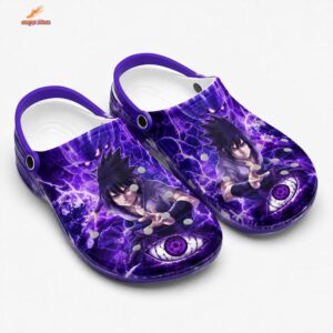 Sharingan Lightning Sasuke Crocs – Purple Anime Clogs for Conventions & Gifts