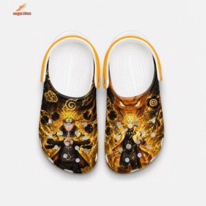 Six Paths Kurama Chakra Naruto Crocs – Golden Anime Clogs for Conventions